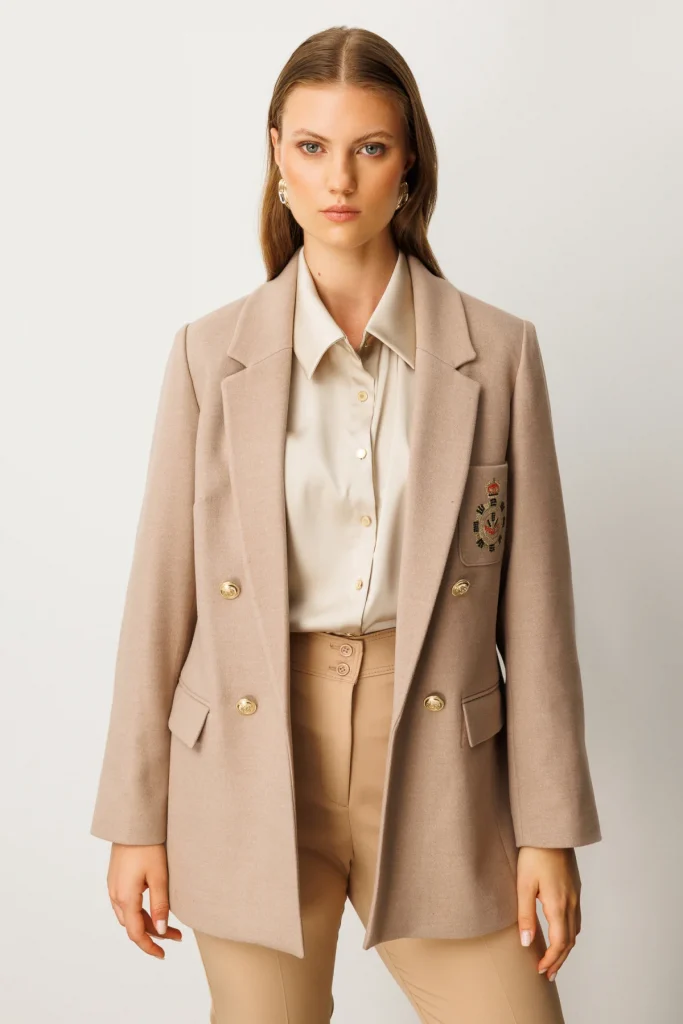 EKOL Cebi Armalı Büyük Beden Ceket 5571 - VİZON