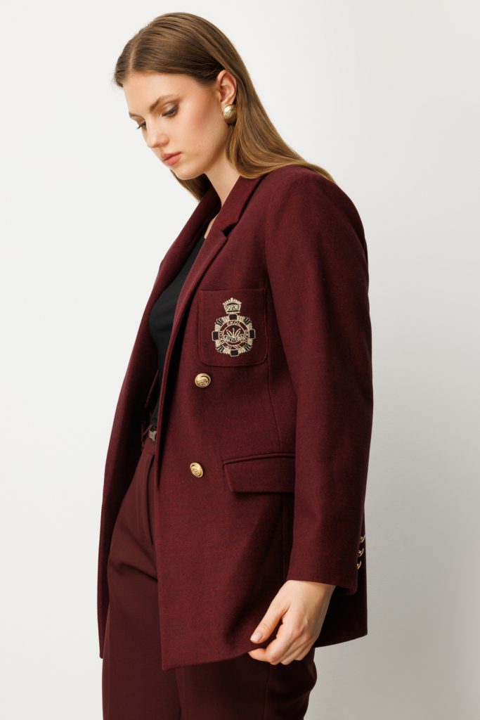 EKOL Cebi Armalı Büyük Beden Ceket 5571 - bordo