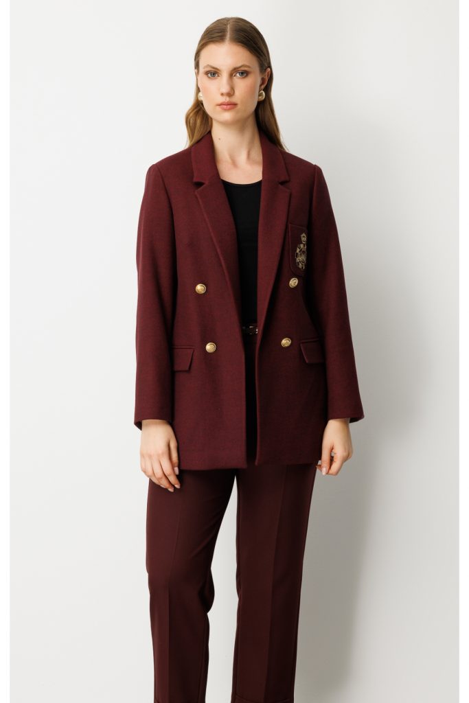 EKOL Cebi Armalı Büyük Beden Ceket 5571 - bordo