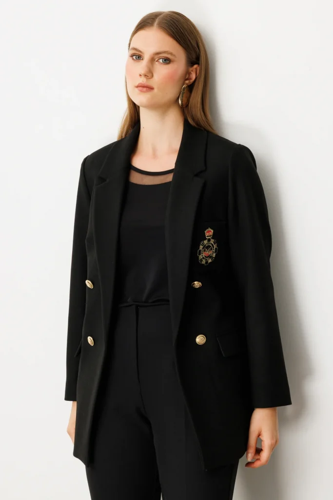 EKOL Cebi Armalı Büyük Beden Ceket 5571 - Siyah