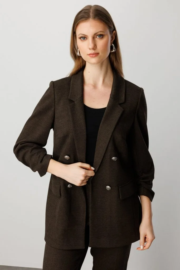 EKOL Kolu Büzgülü Kapak Cepli Ceket 5587