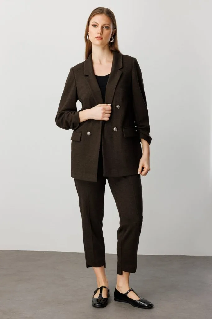 EKOL Kolu Büzgülü Kapak Cepli Ceket 5587