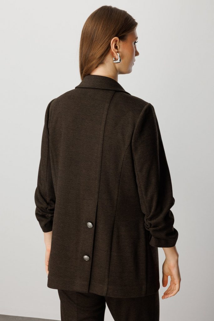 EKOL Kolu Büzgülü Kapak Cepli Ceket 5587 - kahve