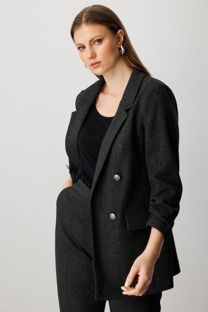 EKOL Kolu Büzgülü Kapak Cepli Ceket 5587 - ANTRASİT