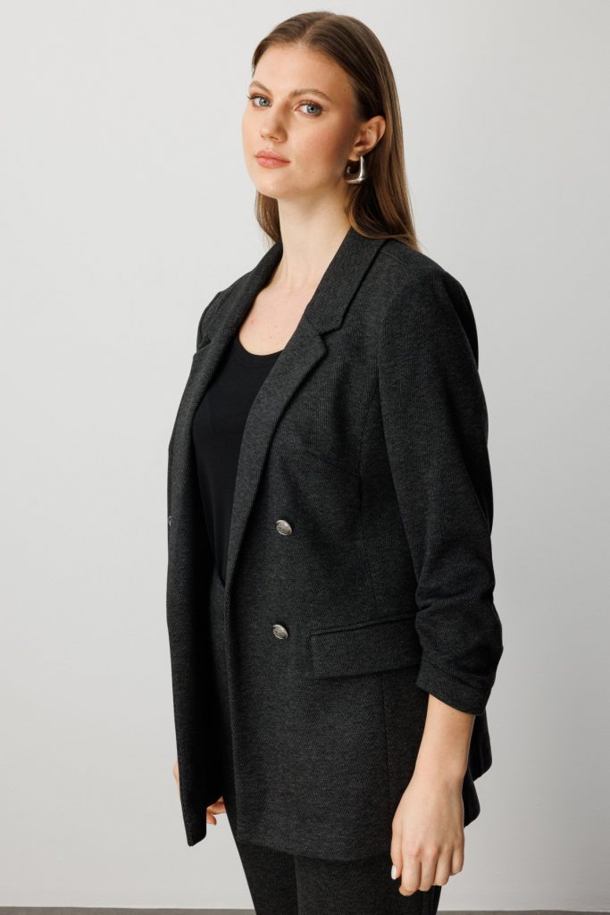 EKOL Kolu Büzgülü Kapak Cepli Ceket 5587 - ANTRASİT