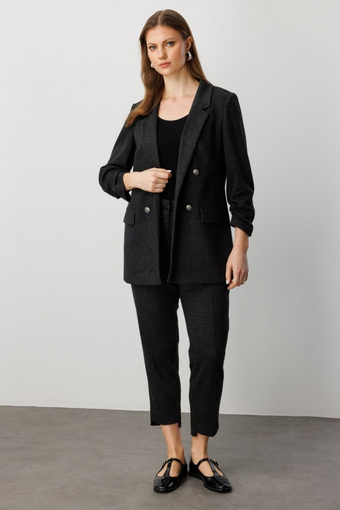 EKOL Kolu Büzgülü Kapak Cepli Ceket 5587 - ANTRASİT