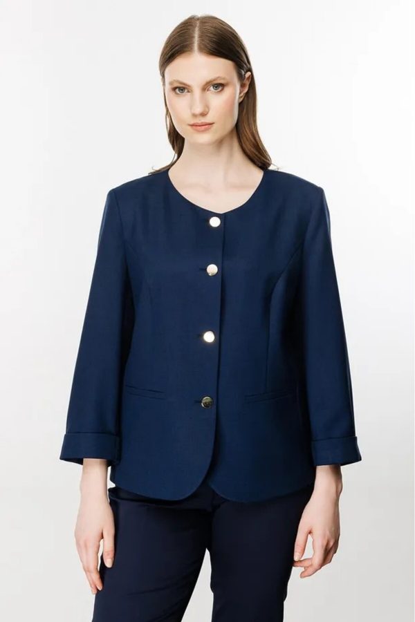 EKOL ON Sıfır Yaka Düğmeli Ceket 5644 B.B