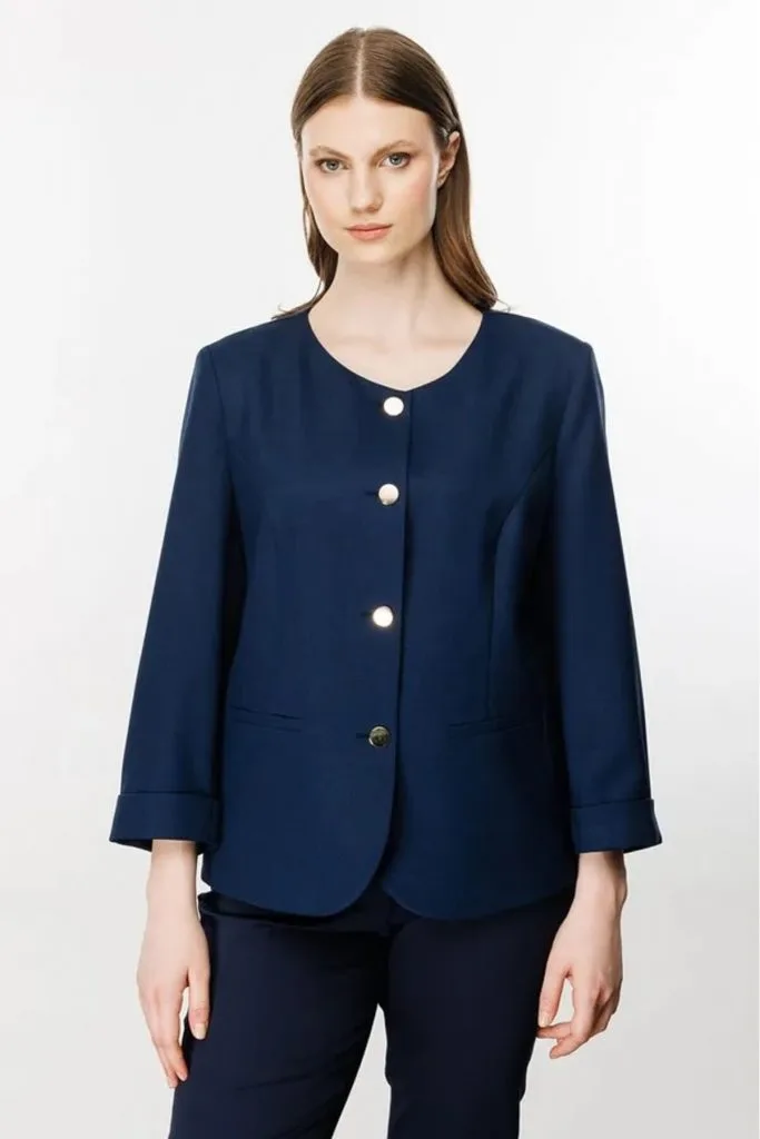 EKOL ON Sıfır Yaka Düğmeli Ceket 5644 B.B