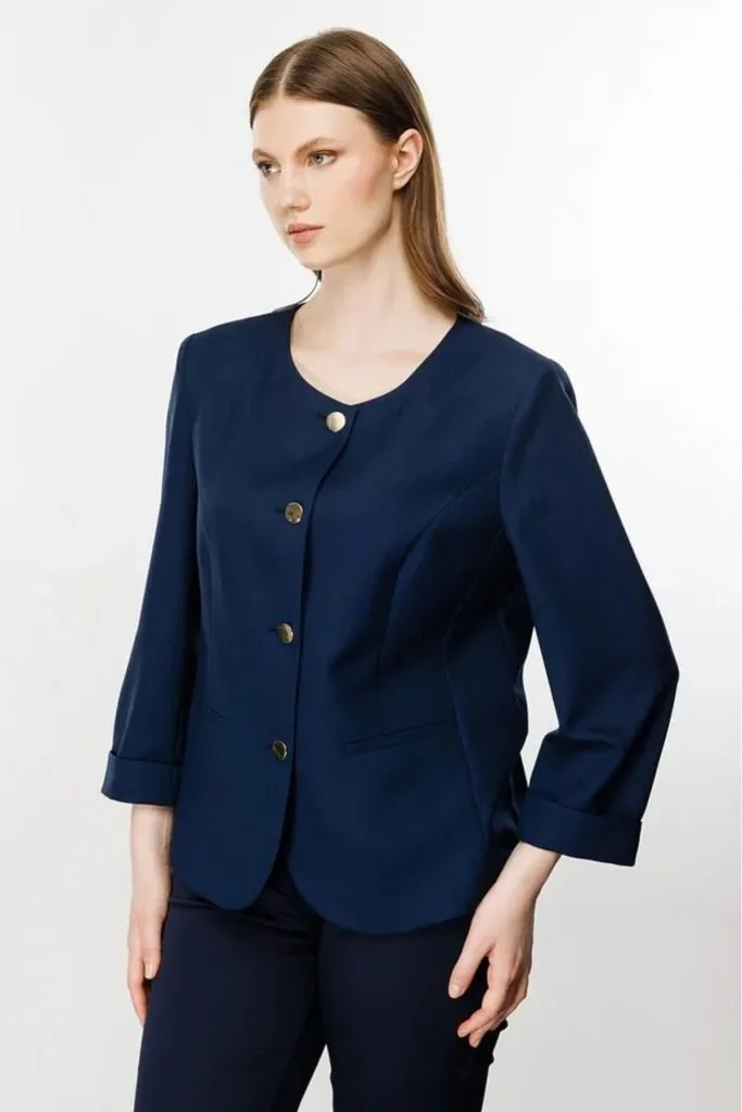 EKOL ON Sıfır Yaka Düğmeli Ceket 5644 B.B