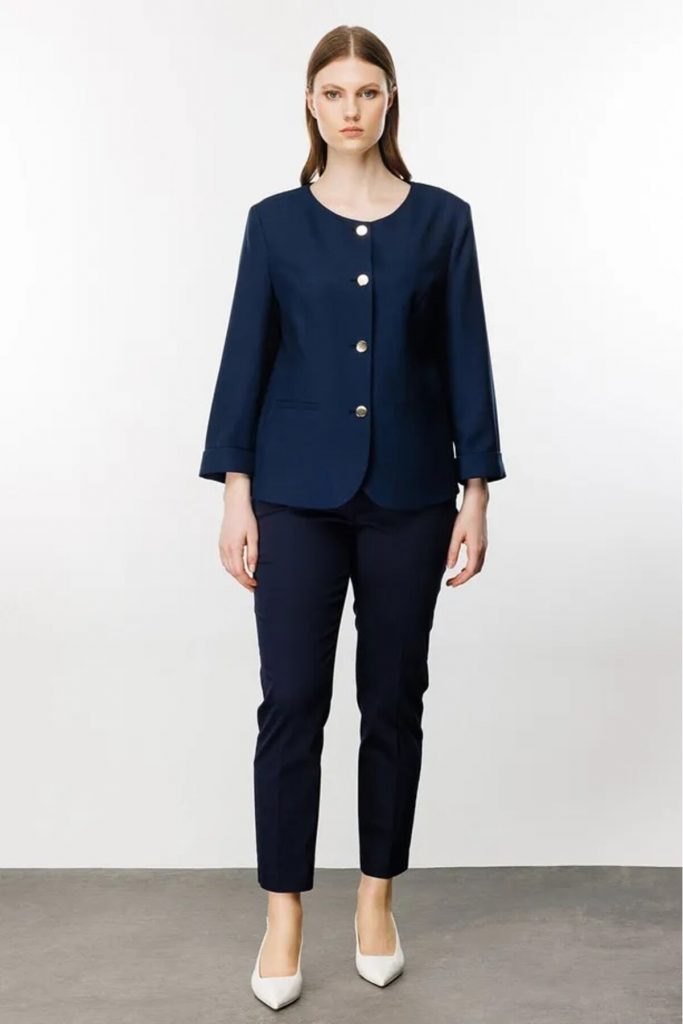 EKOL ON Sıfır Yaka Düğmeli Ceket 5644 B.B