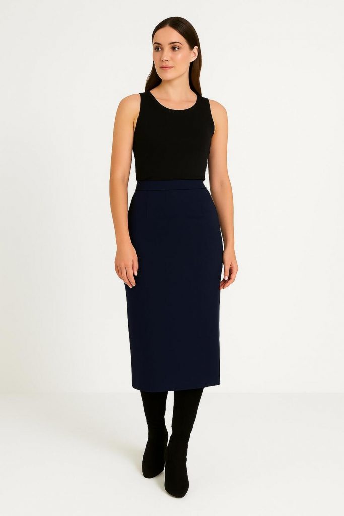 EKOL Arka Yırtmaç Detaylı Etek  1004