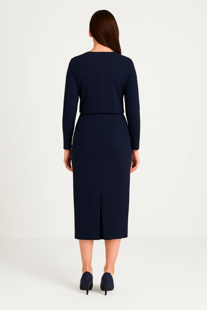 EKOL Arka Yırtmaç Detaylı Etek  1004