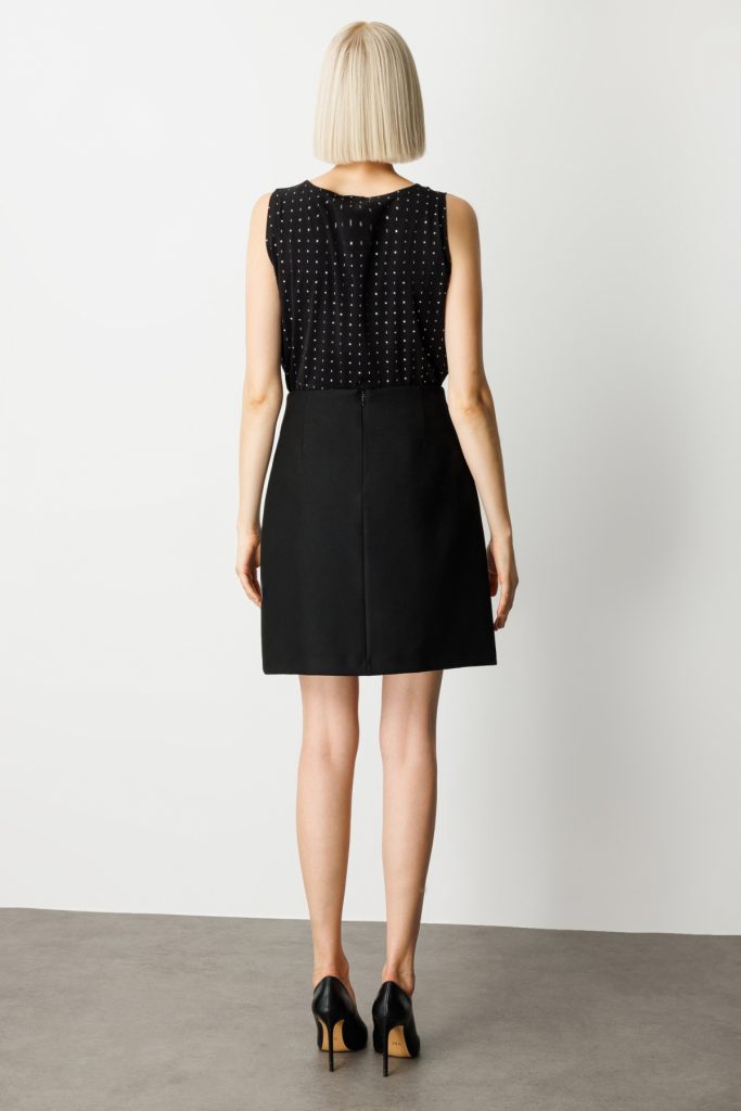 EKOL Süs Düğmeli Mini Kaşe Etek 2001 - Siyah