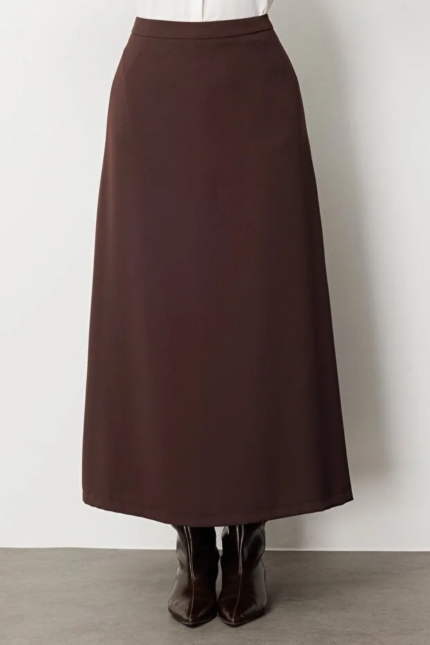 EKOL Maxi Boy Krep Etek 2031 - kahve