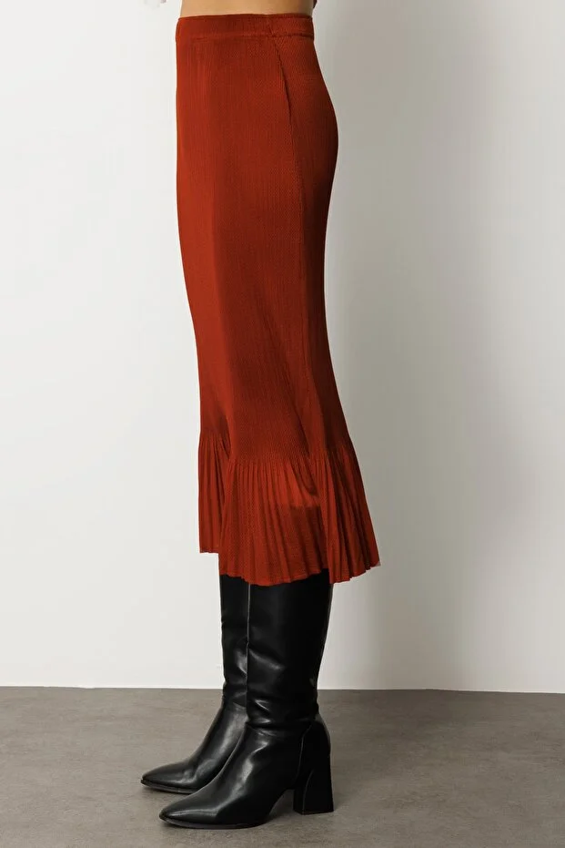 EKOL Etek Ucu Piliseli Midi Etek 3915