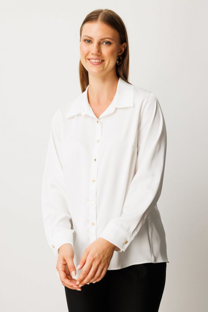 Ekol Düğmeli Saten Gömlek 3505-26k - EKRU