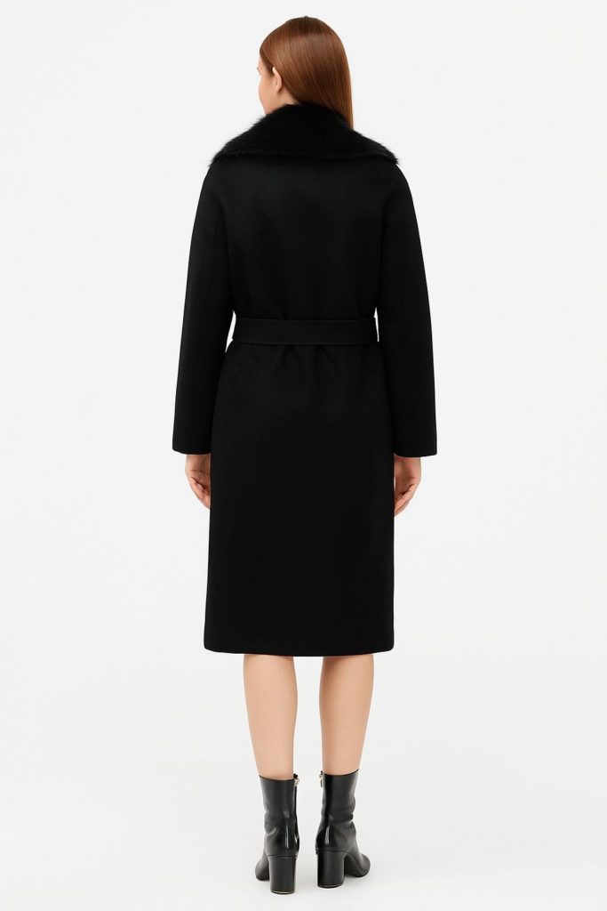 EKOL Yakası Kürklü Kaban 6071 - Siyah