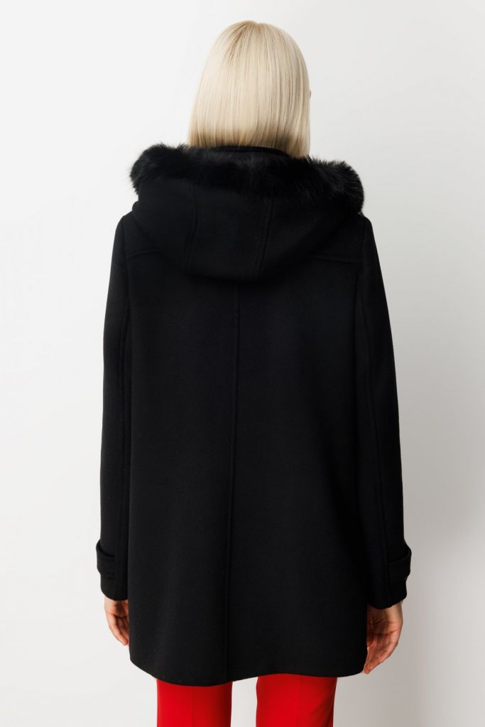 EKOL Yakası Kürklü Kapüşonlu Kaban 6015 - Siyah