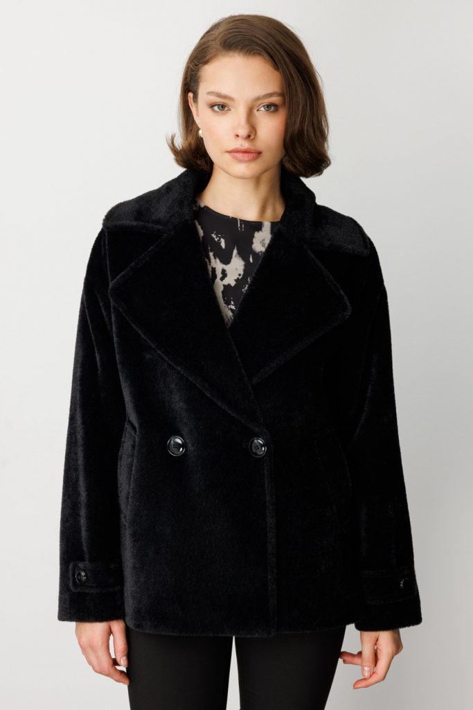 EKOL Apoletli Peluş Mont 6035 - Siyah