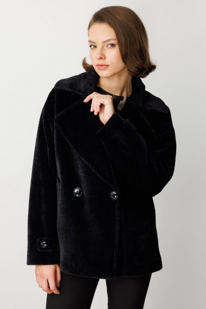 EKOL Apoletli Peluş Mont 6035 - Siyah