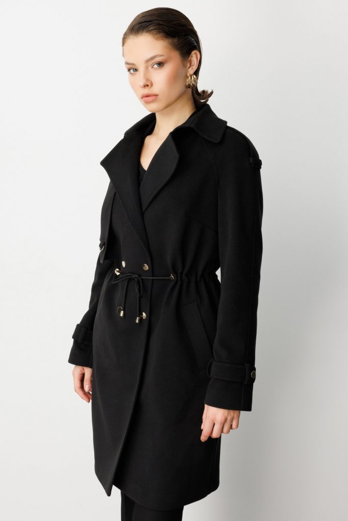 EKOL Beli Bağcıklı Apoletli Kaban 6037 - Siyah