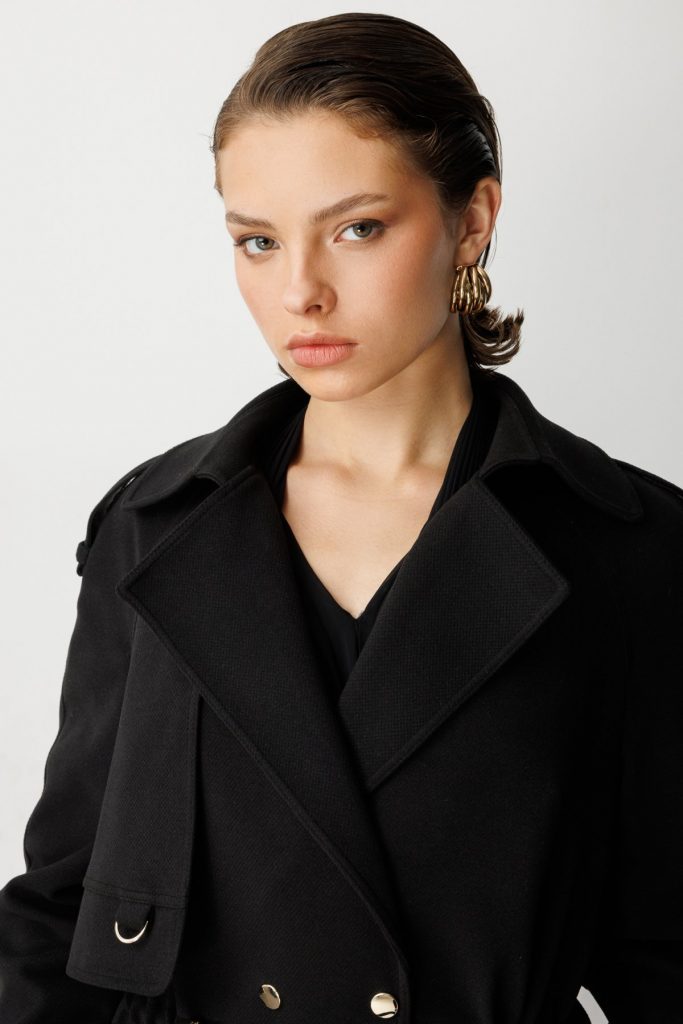 EKOL Beli Bağcıklı Apoletli Kaban 6037 - Siyah