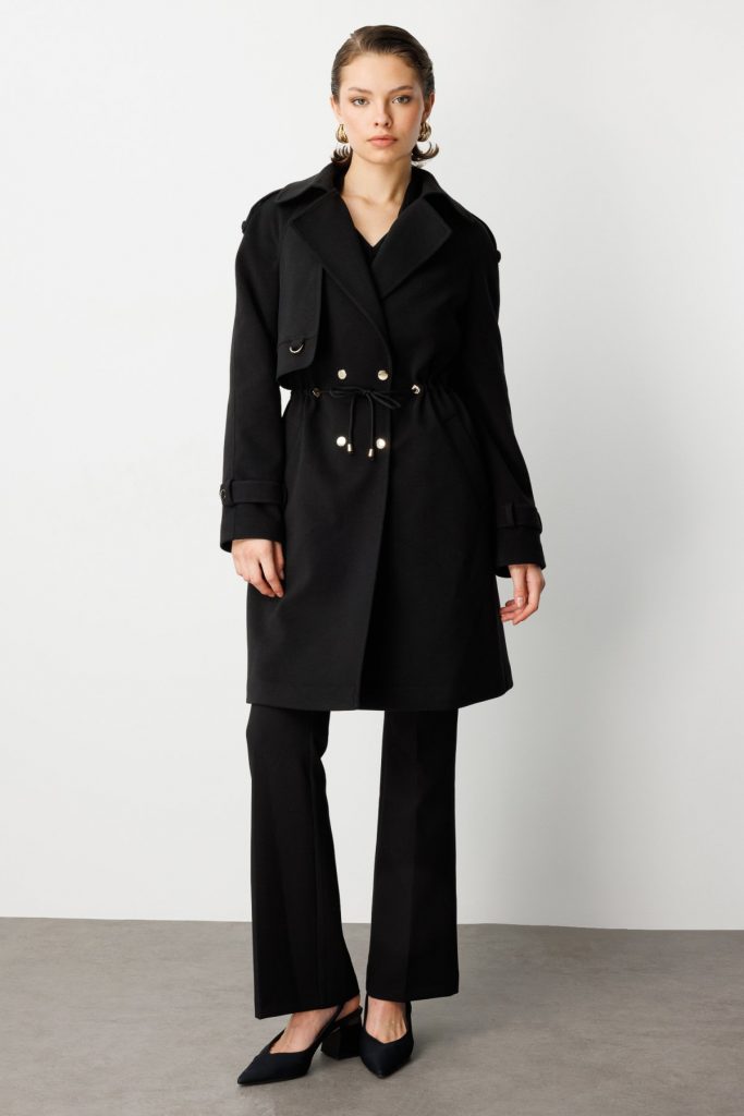 EKOL Beli Bağcıklı Apoletli Kaban 6037 - Siyah