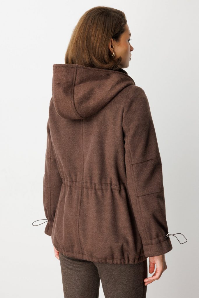 EKOL Kapüşonlu Kapak Cepli Kaşe Mont 6041 - kahve