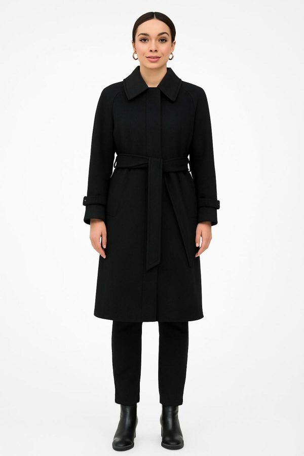 EKOL Kuşaklı Kaşe Manto  6057