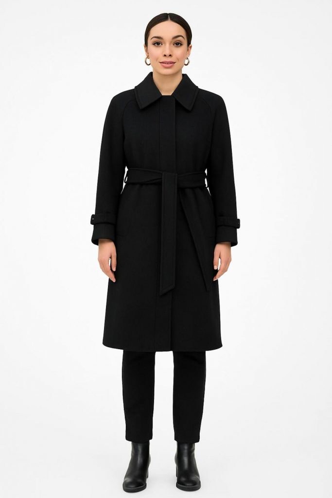 EKOL Kuşaklı Kaşe Manto  6057