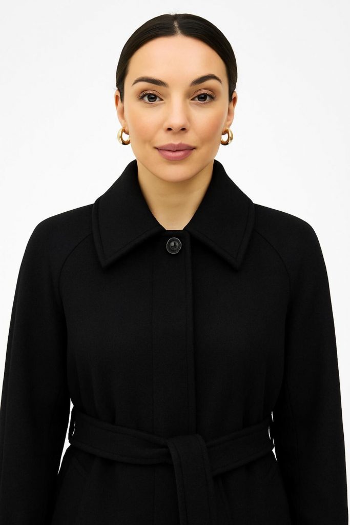 EKOL Kuşaklı Kaşe Manto  6057