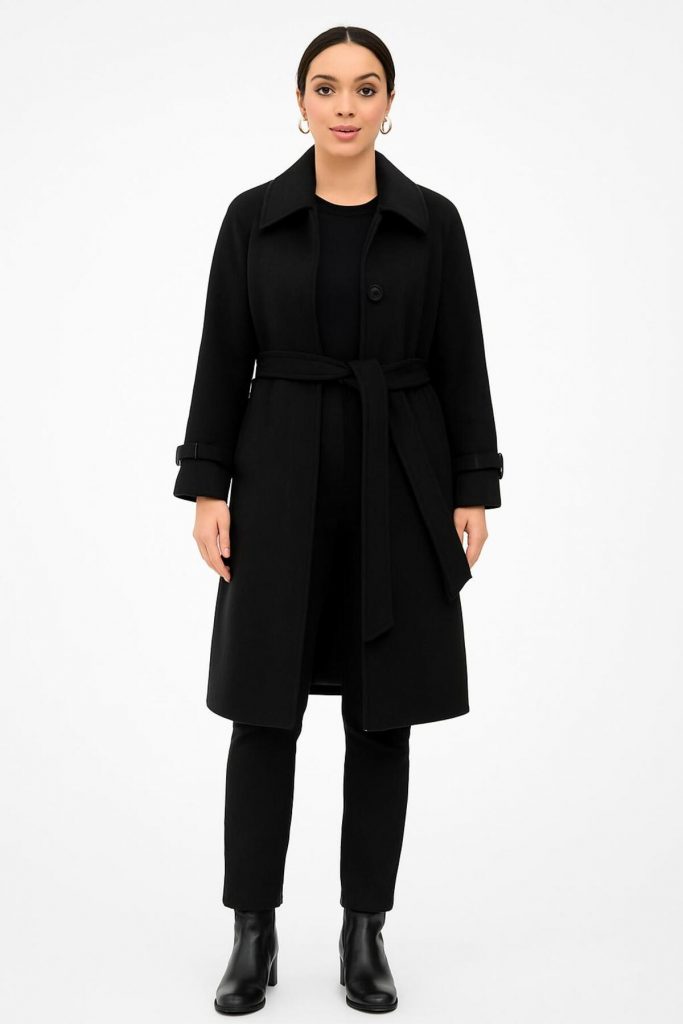 EKOL Kuşaklı Kaşe Manto  6057