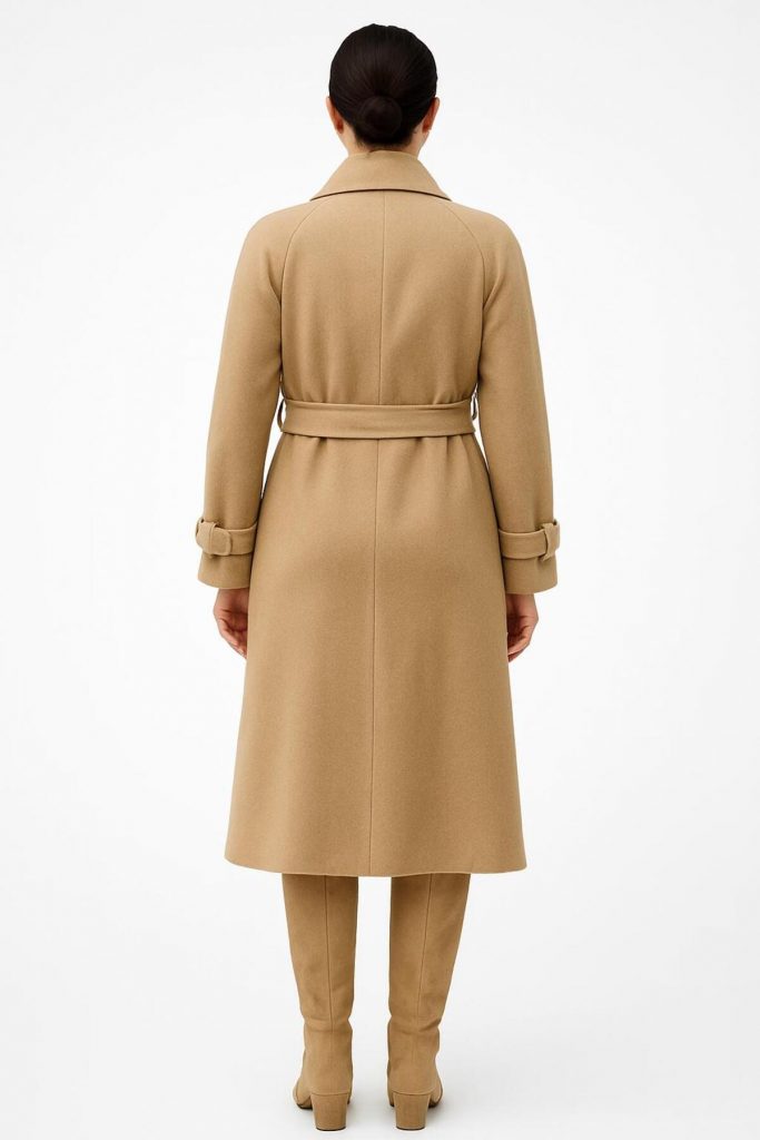 EKOL Kuşaklı Kaşe Manto  6057 - KUM