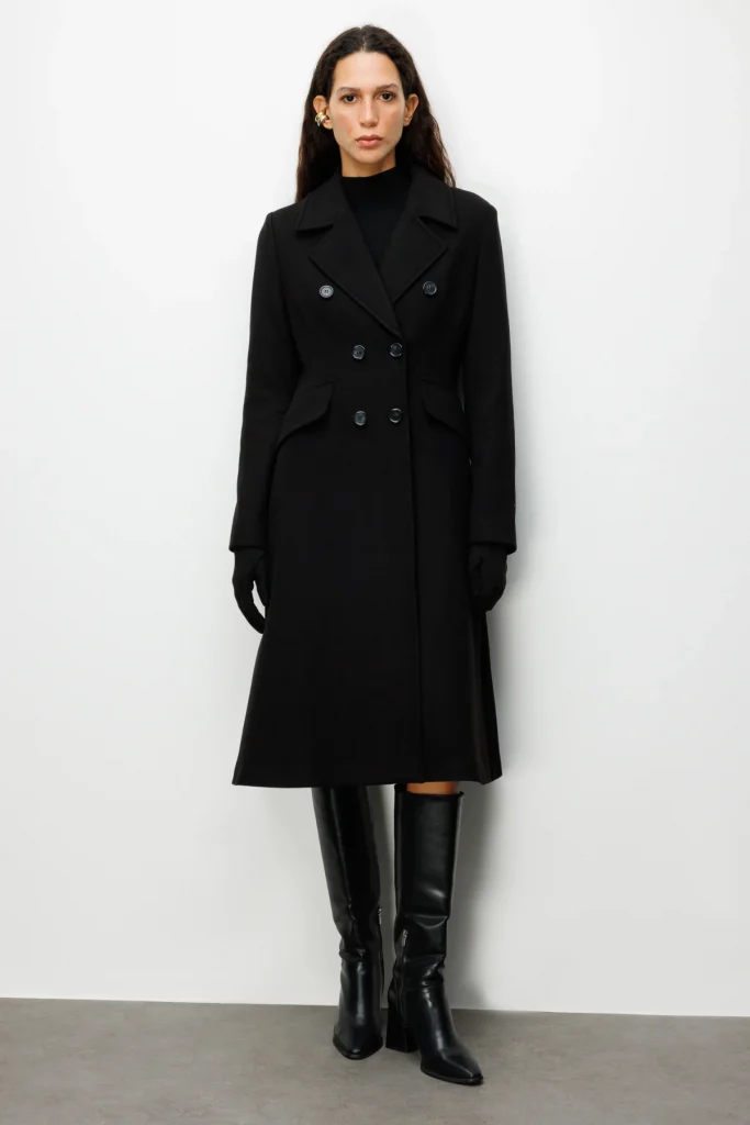 EKOL Kapak Cepli Uzun Kaban 6073 - Siyah