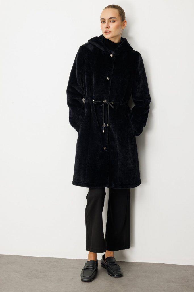 EKOL Beli İpli Peluş Kaban 6077 - Siyah