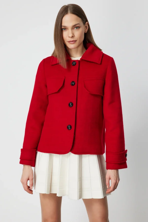 EKOL Apolet Detalı Süs Cepli Mont 6081