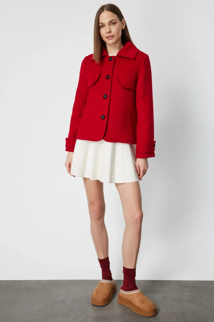 EKOL Apolet Detalı Süs Cepli Mont 6081