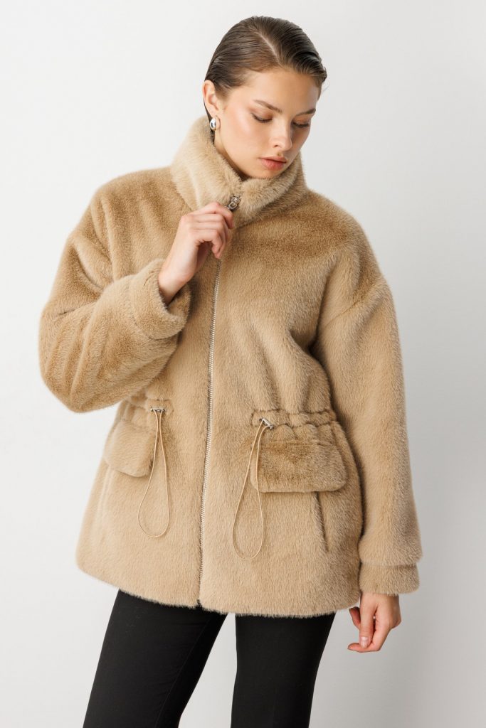 EKOL Dik Yaka Peluş Mont 6103 - VİZON