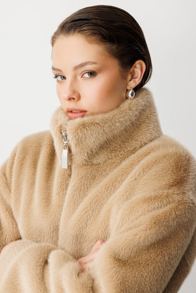 EKOL Dik Yaka Peluş Mont 6103 - VİZON