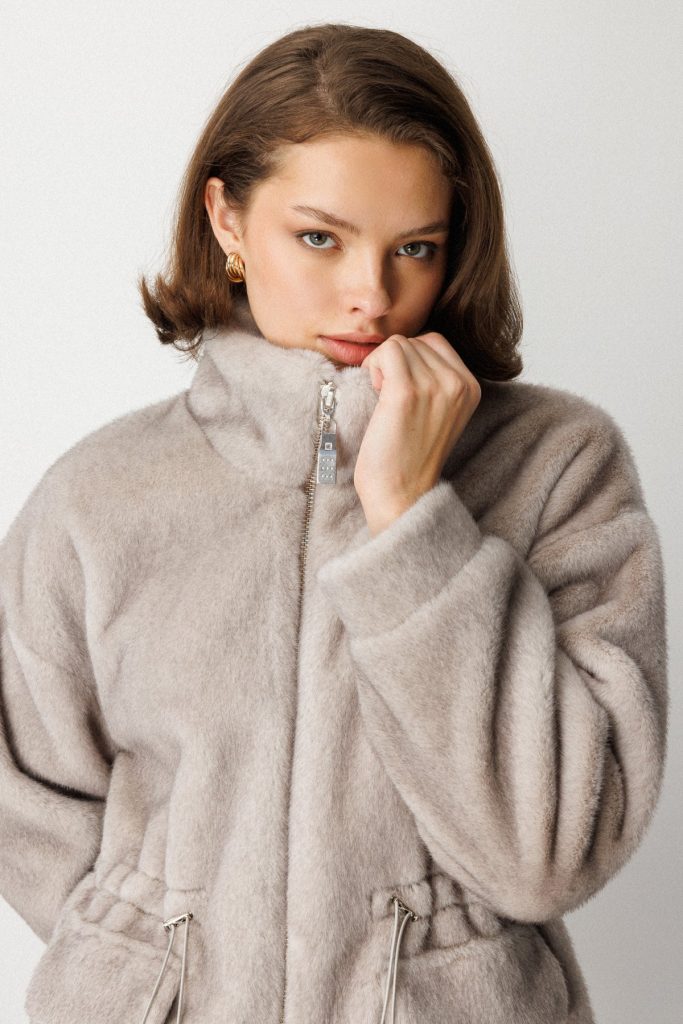 EKOL Dik Yaka Peluş Mont 6103 - GRİ