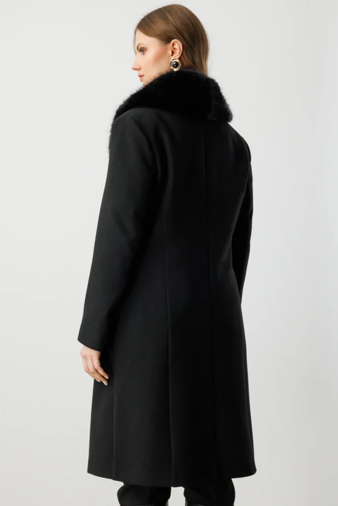 EKOL Yakası Kürklü Kaşe Kaban 6313