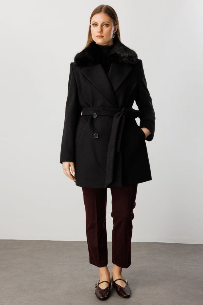 EKOL Yakası Kürklü Büyük Beden Kaban 6333-26k