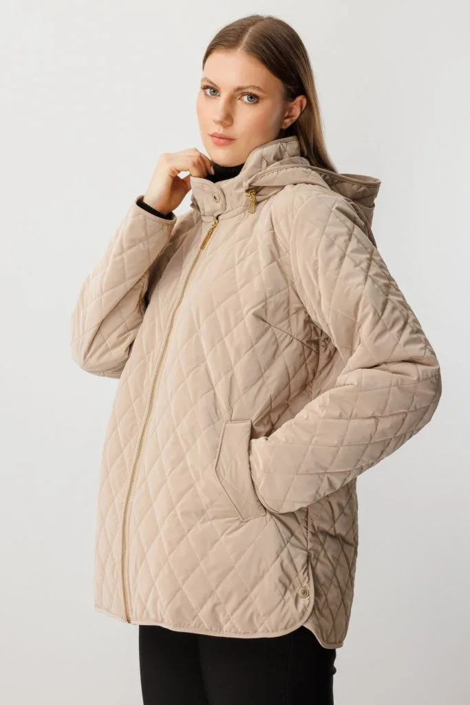 EKOL Kapitone Şişme Mont 6805 - BEJ