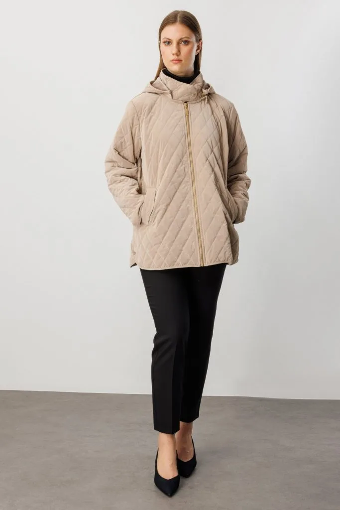 EKOL Kapitone Şişme Mont 6805 - BEJ