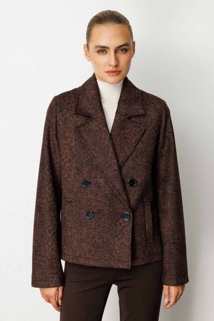 EKOL Kruvaze Yaka Desenli Mont 8021-26k - Siyah