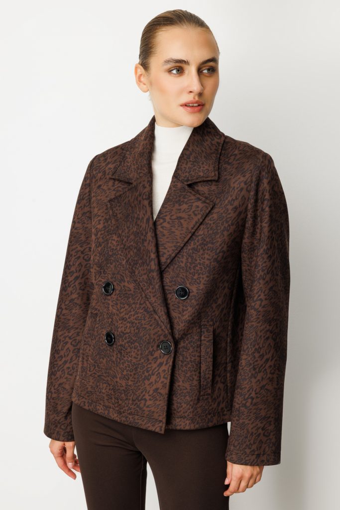 EKOL Kruvaze Yaka Desenli Mont 8021-26k - Siyah