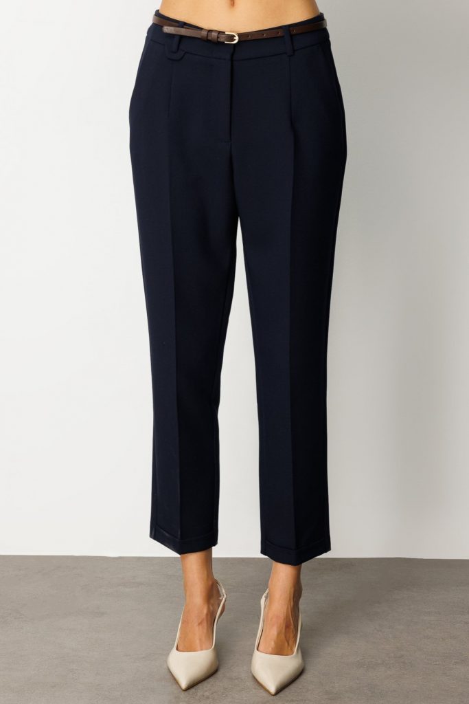 EKOL Duble Paça Kemerli Pantolon 1003 - Lacivert