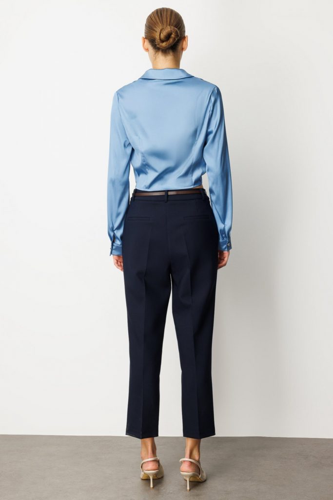 EKOL Duble Paça Kemerli Pantolon 1003 - Lacivert