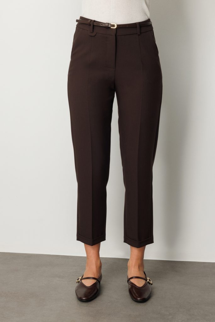 EKOL Duble Paça Kemerli Pantolon 1003 - kahve