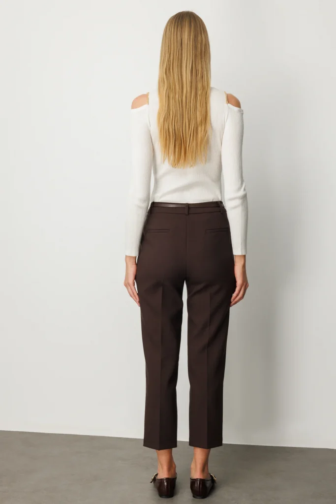 EKOL Duble Paça Kemerli Pantolon 1003 - kahve